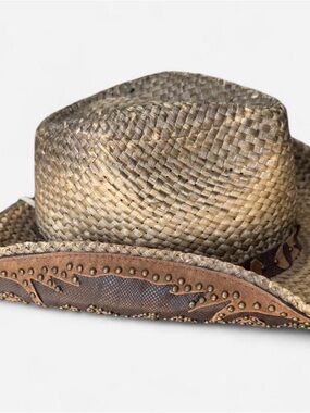 Shyanne Tan & Brown Woven Cowboy Hat with Studded Band